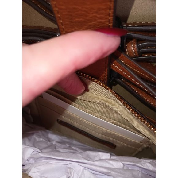 Lucky Brand Crossbody bag with Card Case and Keyring 100% Genuine Leather Brown - Picture 3 of 7